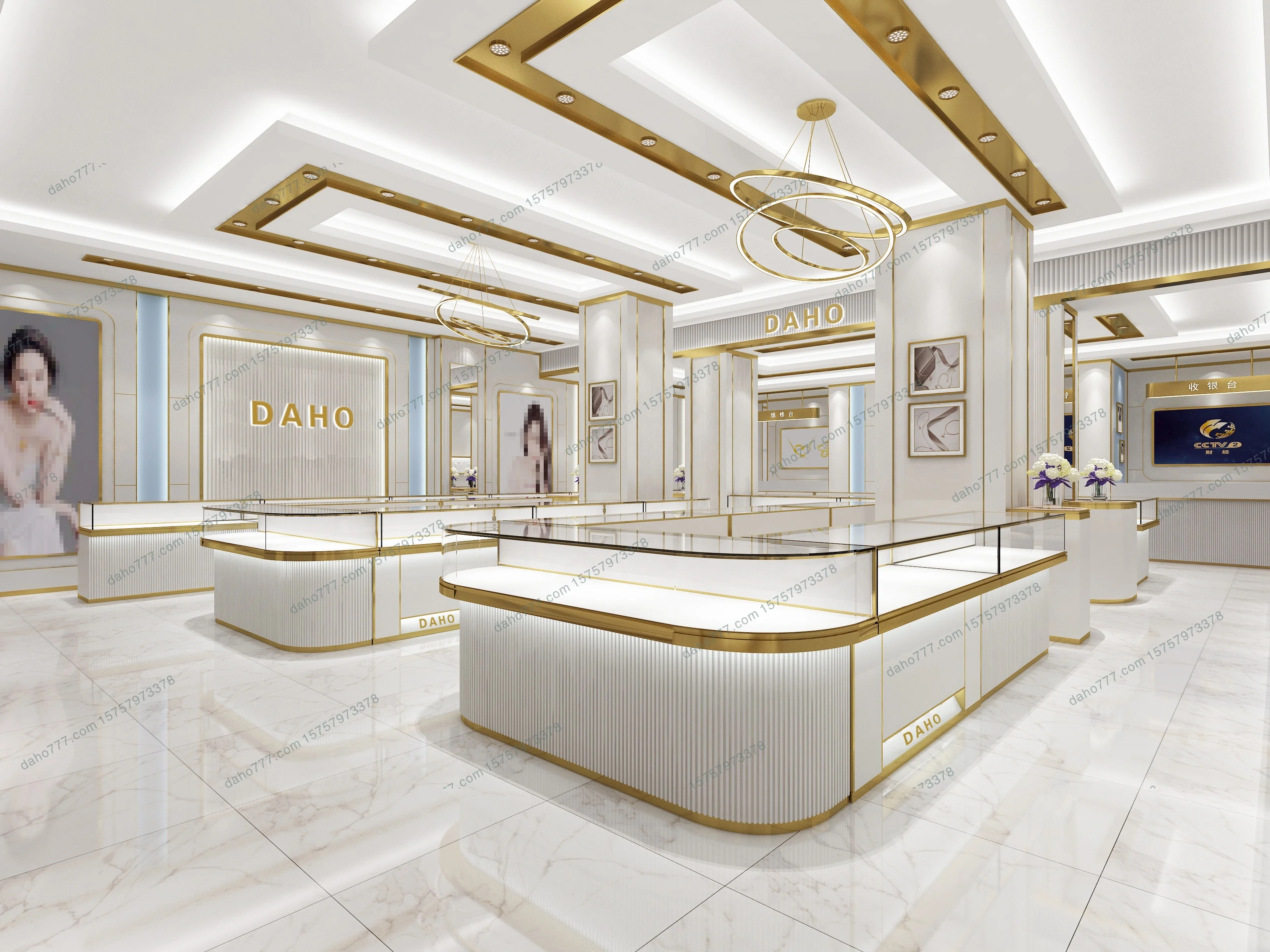 Modern Style Mall Wooden Jewelry Wall Showcase Jewellery Counter Display Showroom Cabinet Display Rack Designs