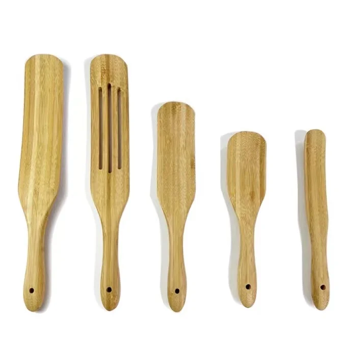 Diyue Home Kitchen Cooking Utensils Tool Eco Friendly Camping Spatula Set of 5 Spatulas Organic Bamboo Wood Spatula