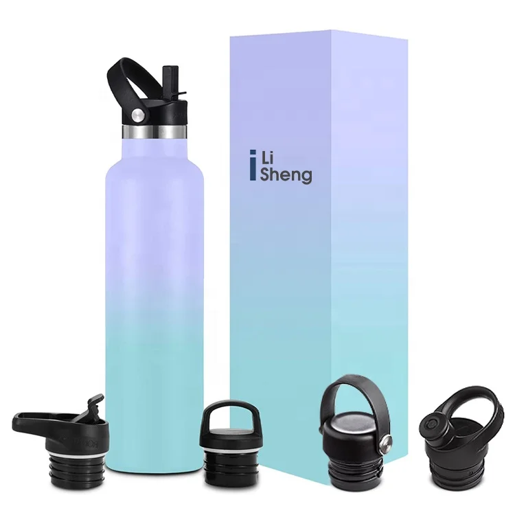 2021 New Design Double Wall Vacuum Outdoor Water Bottle Travel Standard Mouth 18/8 Stainless Steel Sports Flask