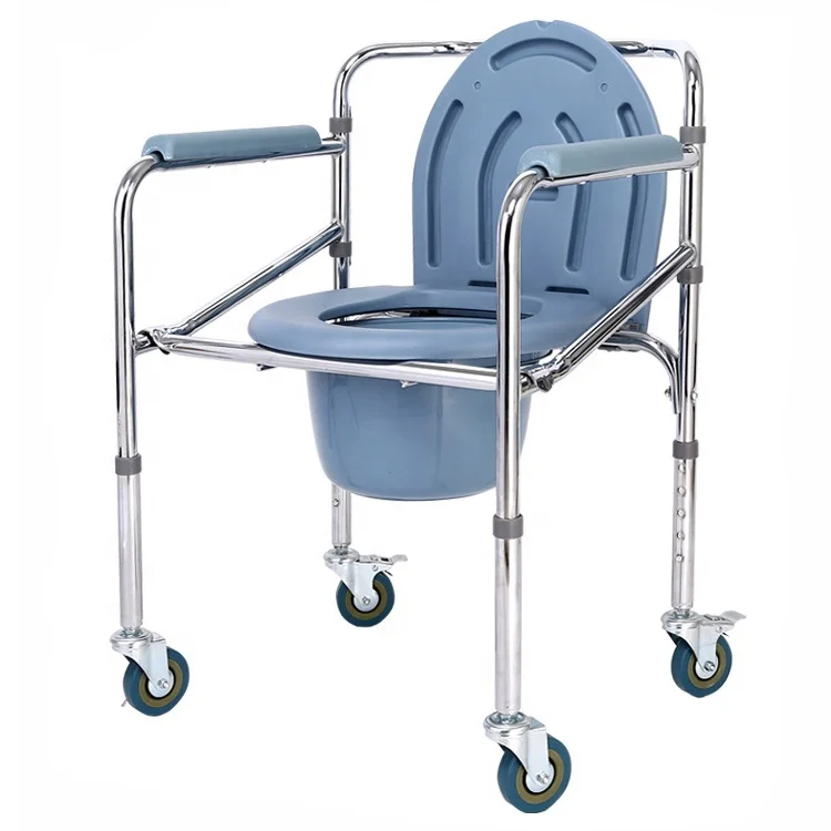 Ali Hot sale comfortable commode chair foldable portable toilet chair with wheels customized
