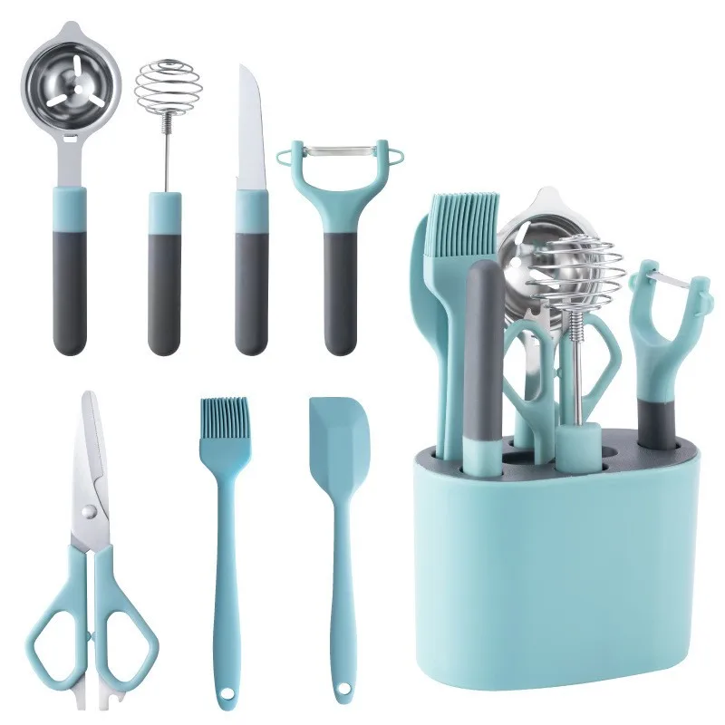 NEW hot sell kitchen accessories silicone vegetable and fruit tools with Peeler Scissor cooking kitchen gadget 8pcs set