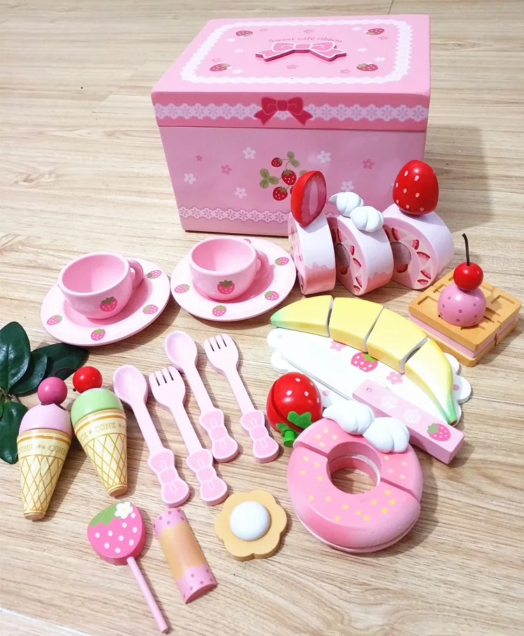 2021wooden Mother garden Cake cutting set toy kids pretend play wood kitchen toys WCS009