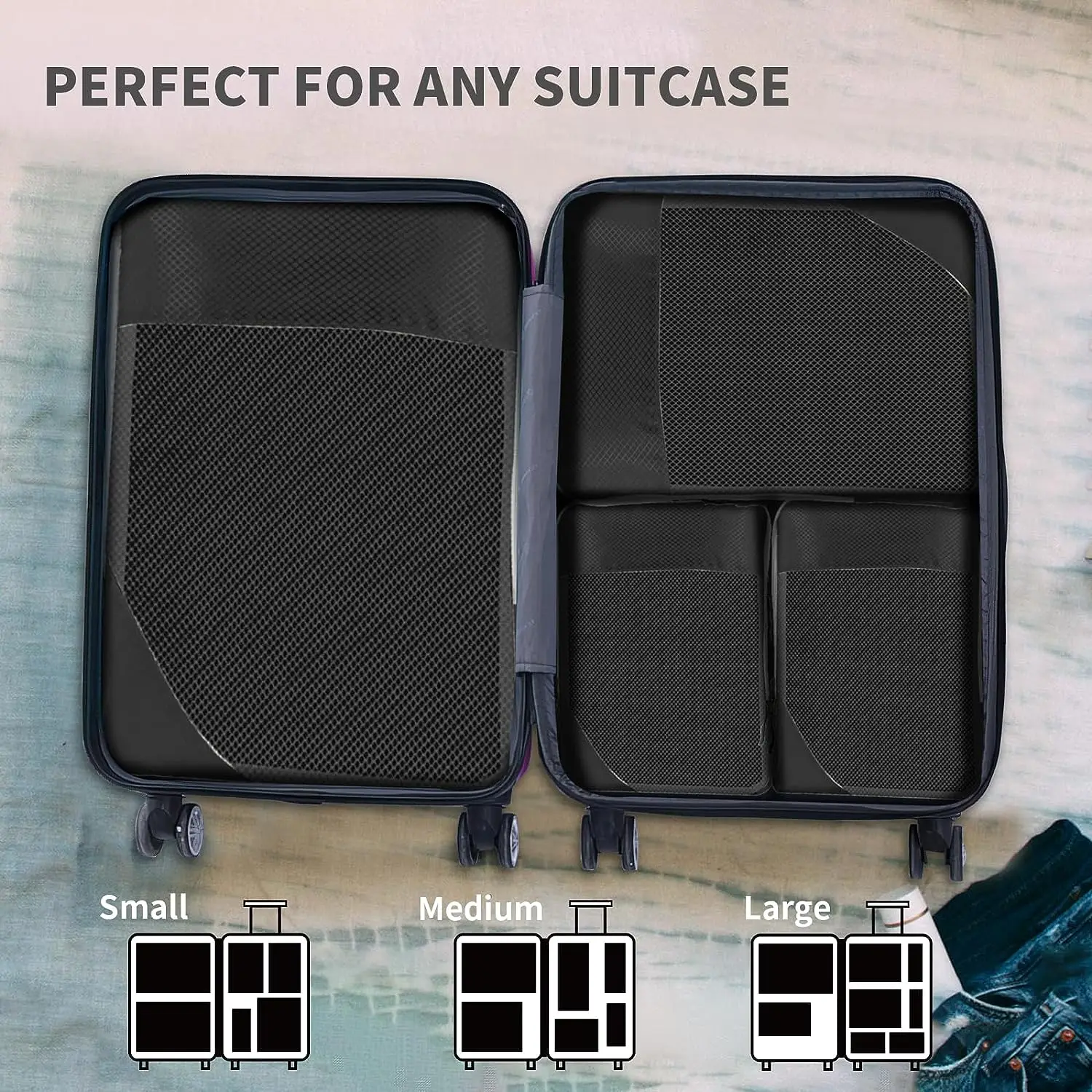 Wholesale Expandable Luggage Suitcase Organizer Bags Set 6 Set Travel Organizer Cubes Lightweight Packing Cube Set