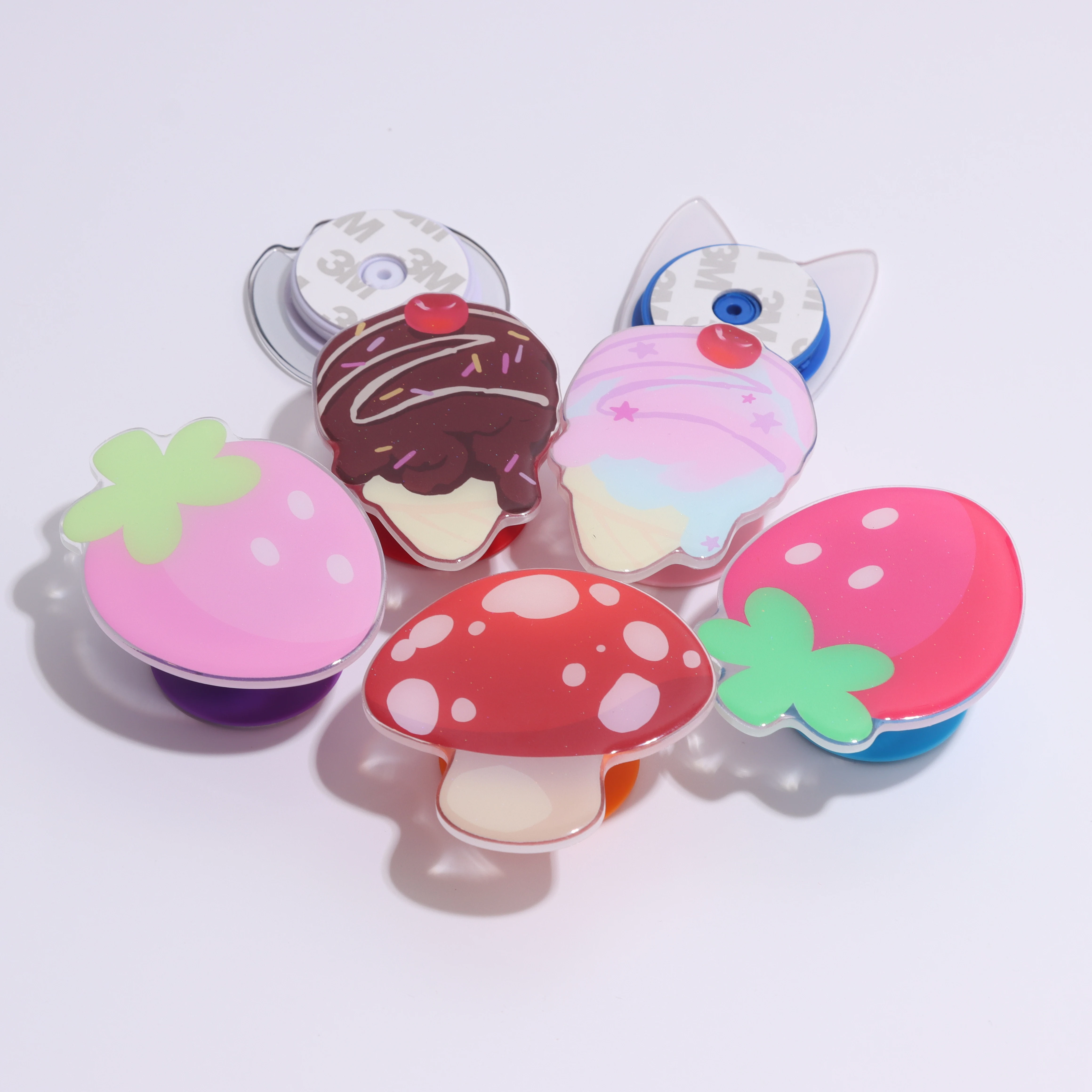 No MOQ Custom Glitter Epoxy Acrylic Phone Grips Cute Design Mobile Phone Grip Socket