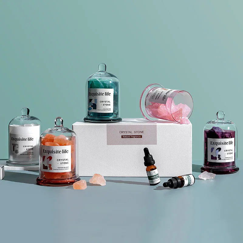 Wholesale Bulk Home Decorative Clear Glass Fragrance Crystal Stone Aroma Diffuser with Essential Oil