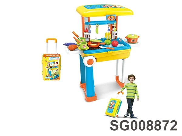 kids electric 3 in 1 deluxe simulation kitchen suitcase toys toddlers kitchen table toys play set