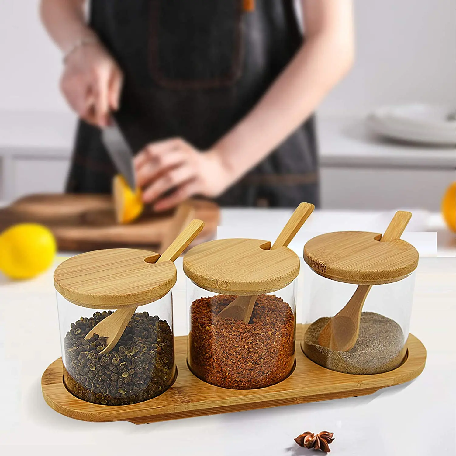 Amazon Hot sale Seasoning Seasoning Salt sugar spices pepper glass storage jar set