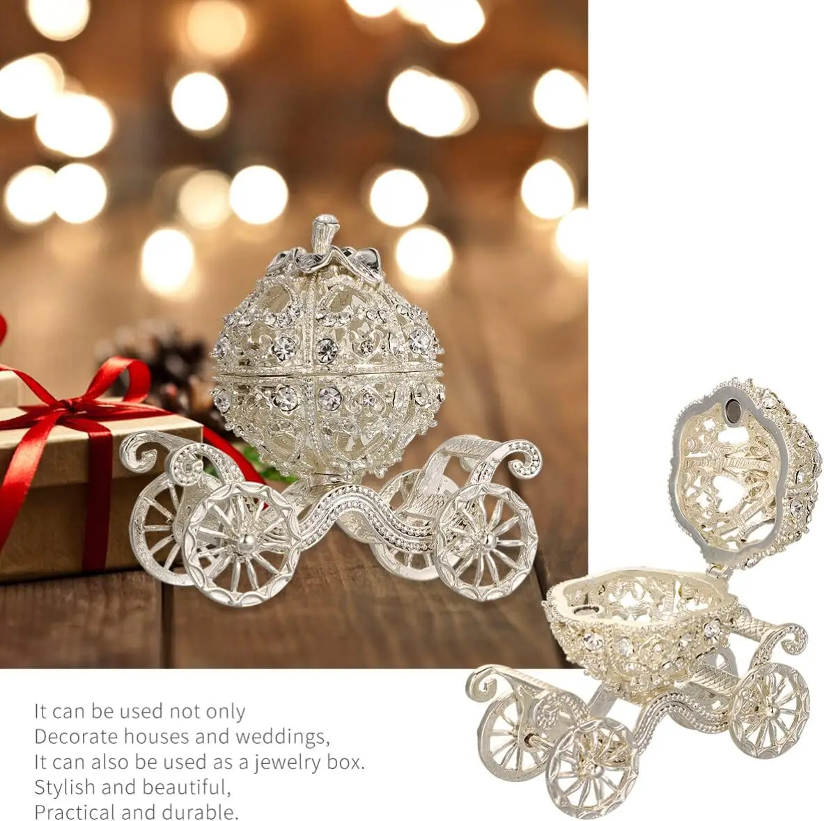 Metal Royal Cinderella Pumpkin Horse Carriage Jewelry Case Furnishing Decoration