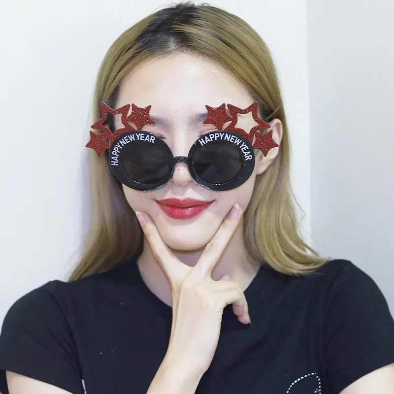 Happy New Year Pentagon Prom Glasses Happy New Year Party Funny Digital Glasses