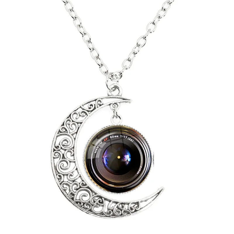 Fashion camera lens art photo moon hidden camera necklace