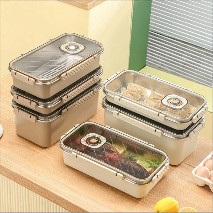 3.5L-Large Capacity Dumpling Box Airtight Food Container Freezer Storage Sealed Boxes  Stainless Steel Crisper Box