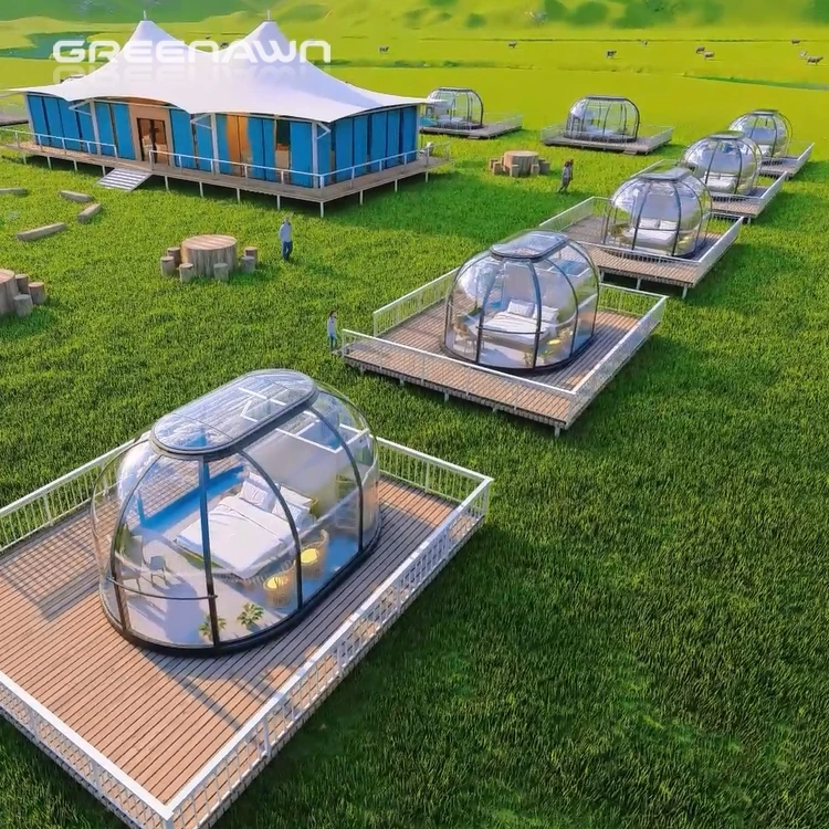 Transparent/Tan /Bluish/Greenish/Milky White Polycarbonate Bubble Tent House For sale