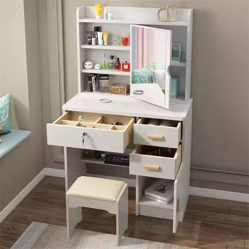 Bedroom Set Luxury Vanity Dresser Make Up Desk Modern Furniture LED Light Makeup Dressing Table With Mirror
