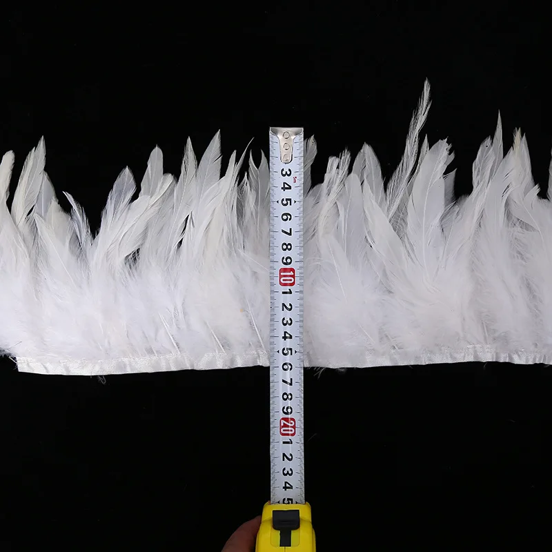 Cheap sale 6-8 inch snow white Rooster coque schlappen feather fringe trim for carnival costumes