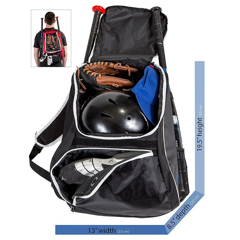 custom baseball backpack with logo Outdoor Waterproof hockey equipment bags Youth and Adults T-Ball Softball Baseball Bat Bag