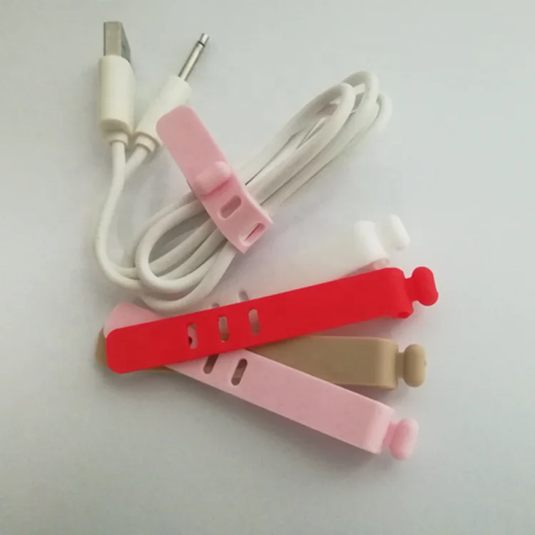 
OEM mobile data cable tie silicone cable tie usb tie cable 