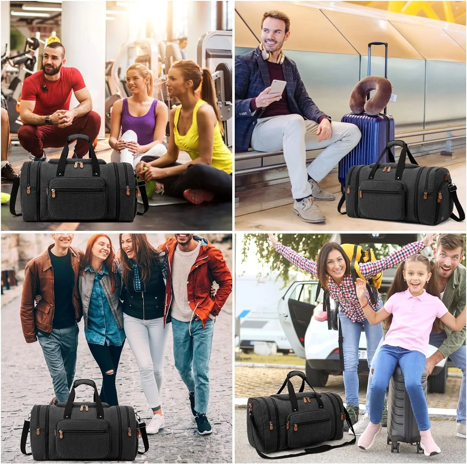 OEM ODM Large Capacity 40L Durable Lightweight Black Sport Gym Travel Duffle Bag Shoe Bag