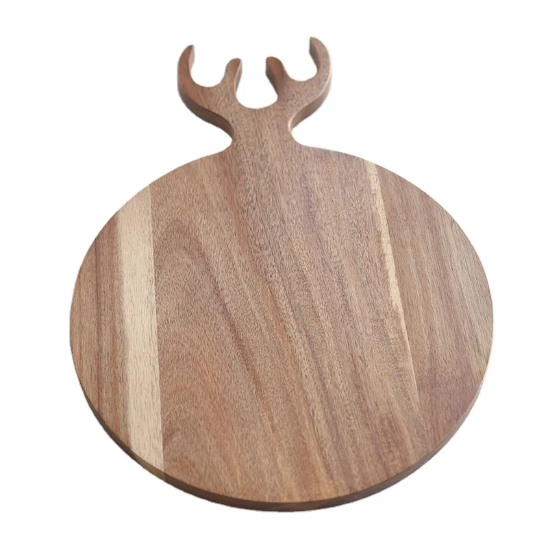 New Acacia Cutting Boards Bulk Wooden Set with Storage Holder Antler Wooden Decorative Chopping Board for Kitchen