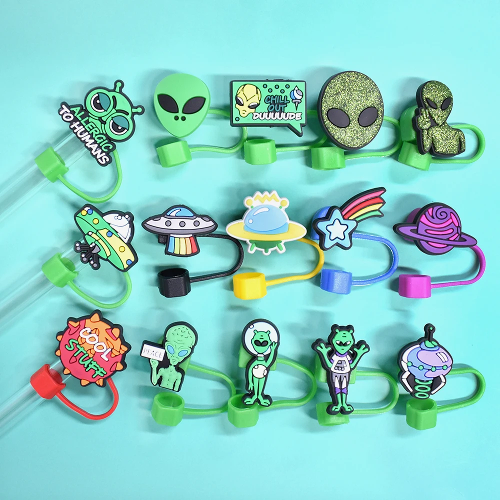 Wholesale Customized Reusable Straw Toppers Cute Cartoon Pvc Straw Covers Charms For Tumbler Decoration
