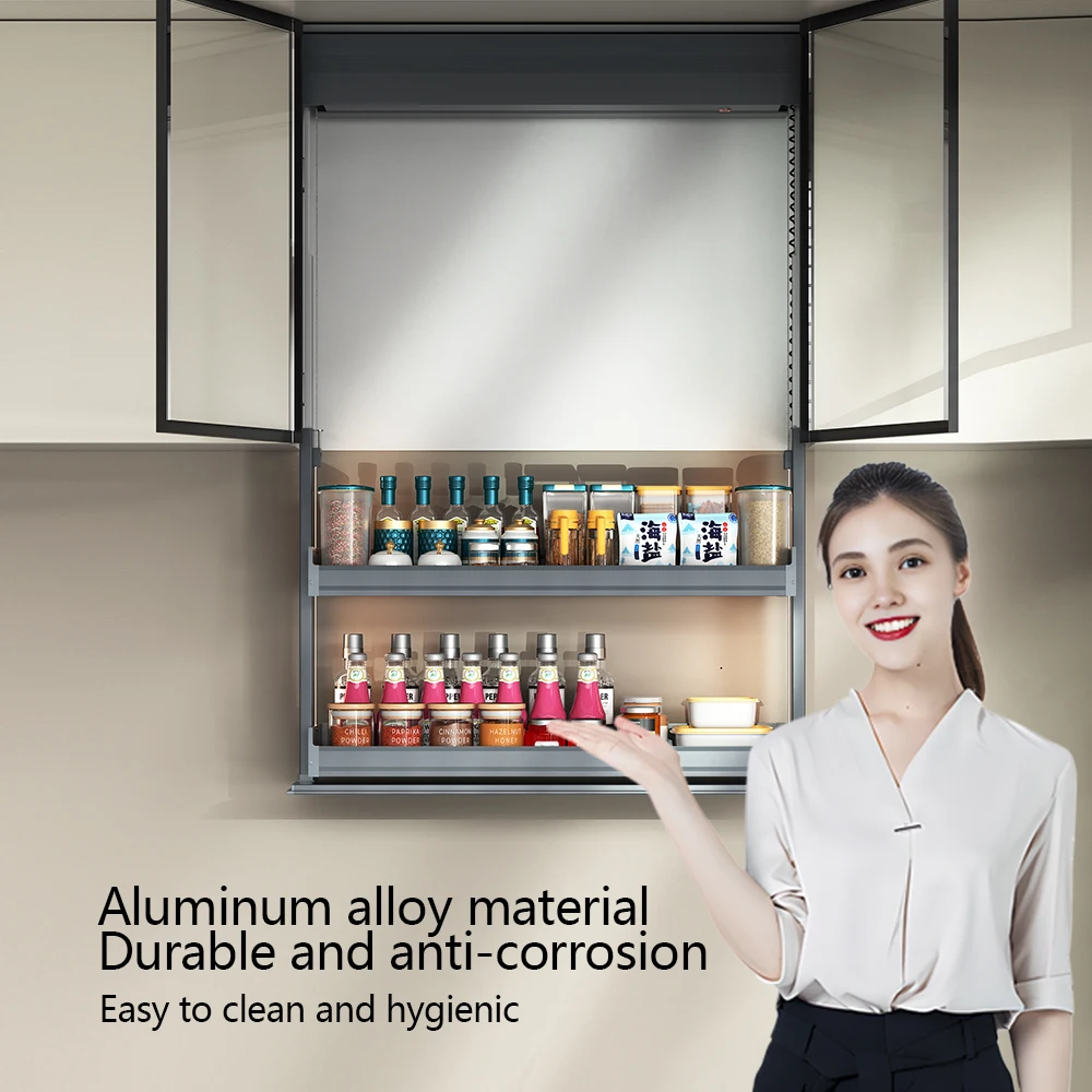 Hot Selling Kitchen Cabinet Design Customized  Electric Lift Kitchen Storage Smart Kitchen Lift Up Cabinet