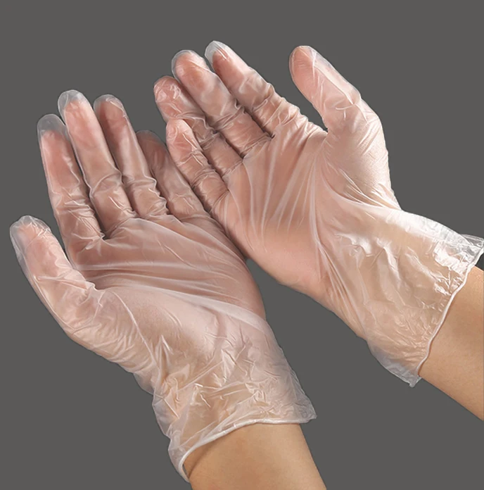 100% latex free disposable vinyl glovees transparent/ clear  PVC  glovees