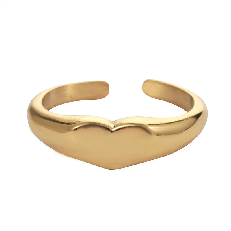 R42-019 Halo adjustable simple casting heart stainless steel jewellery heart ring ladies