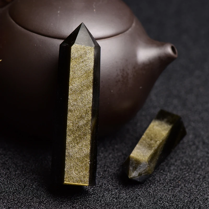 High quality wholesale custom crystal quartz treatment gold obsidian crystal Tower meditation