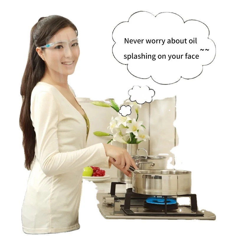 PAUL LORNA Oil splash cooking  for adult transparent reusable face shield Full Face Protective Visor with glasses frame