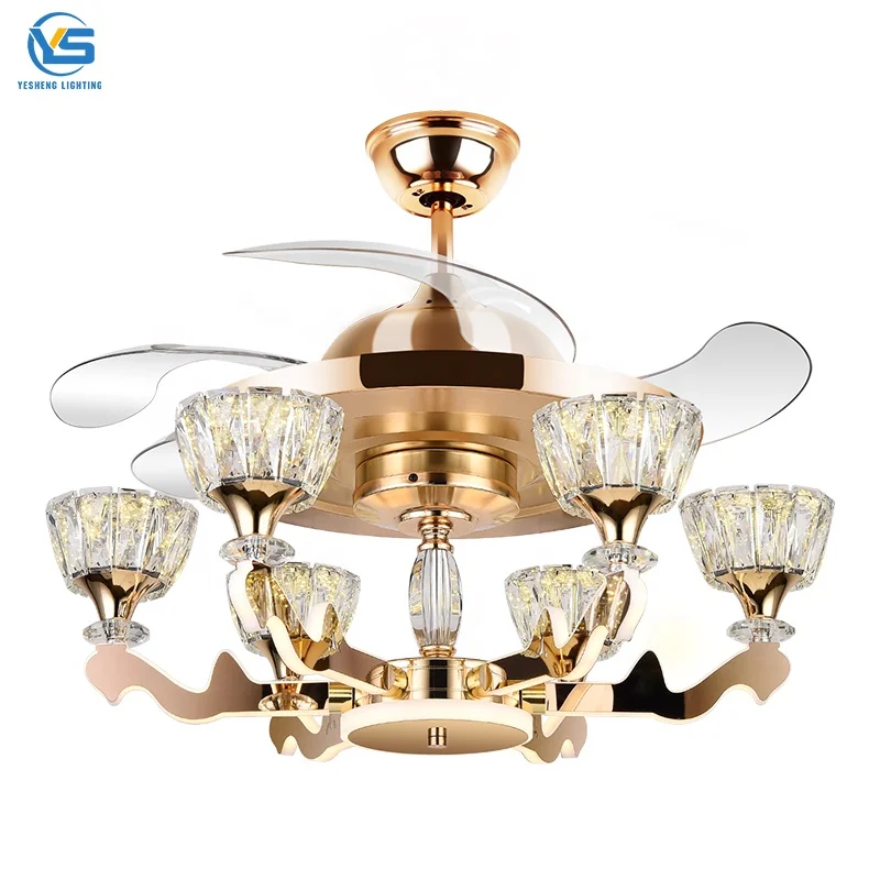 825B Luxury crystal ceiling fans Remote Control 42inch invisible crystal ceiling fan