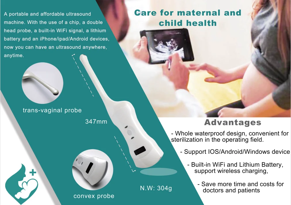2023 High quality ultrasound scanner 192 elements trans-vaginal and convex double probe C10QT