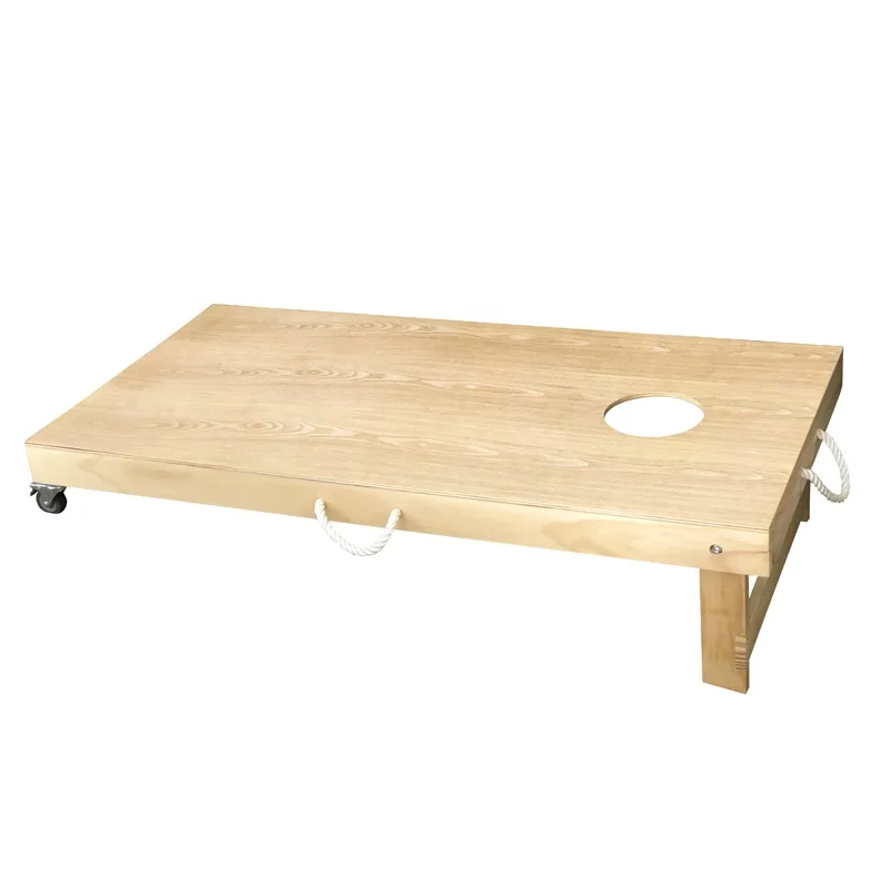 wooden bean bag toss with wheels garden games