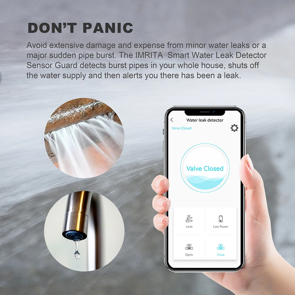 Leak Water Detector IMRITA Smart APP control Home Flood Protection Pipe Leak Detect Water Leak Sensor Detector