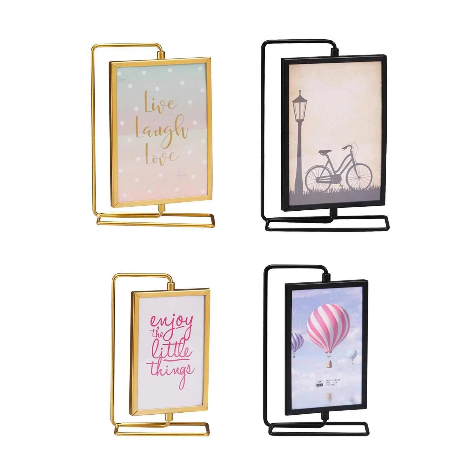Picture Frame Decor Memorial Frame Cards Display Holder Rotating Photo Frame for Desktop Housewarming Lover Bedroom Family Home