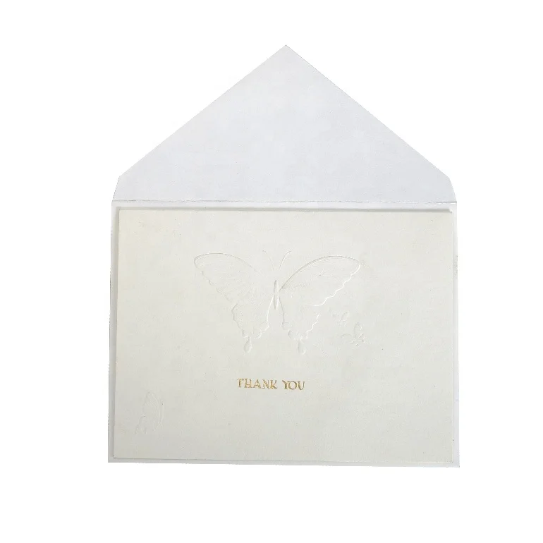 
Wholesale Cheap Price Custom Printing Embossed Cards, Butterfly Thank You Boxed Notes Cards with Envelopes 