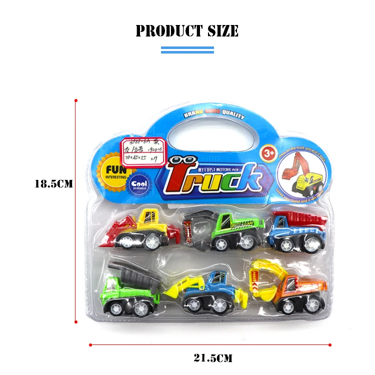 Kids educational toys small pull back car toy trucks cheap plastic construction truck toy