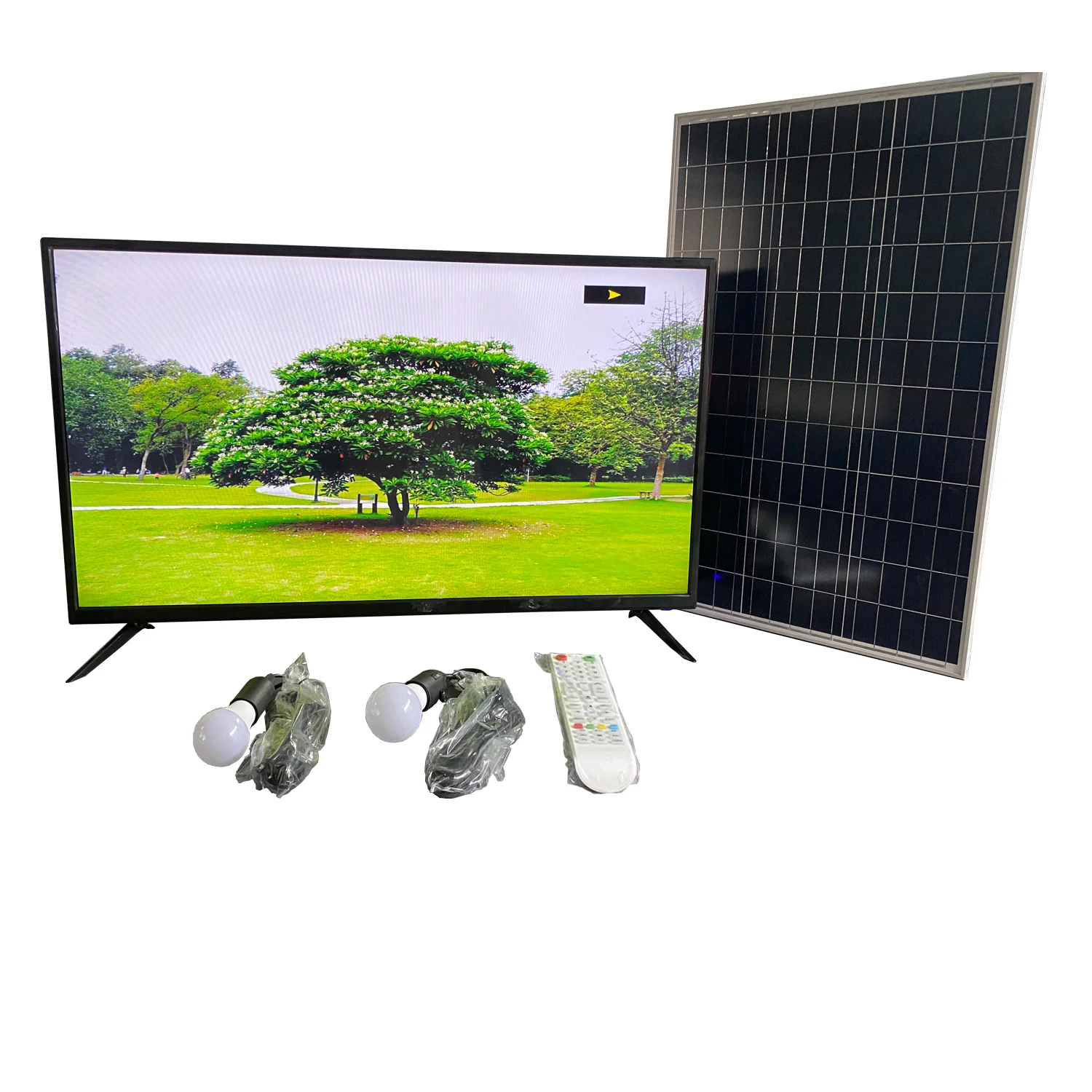 40 Inch Smart TV 4K HD LCD Television Portable Solar Television With Panel Solar TV
