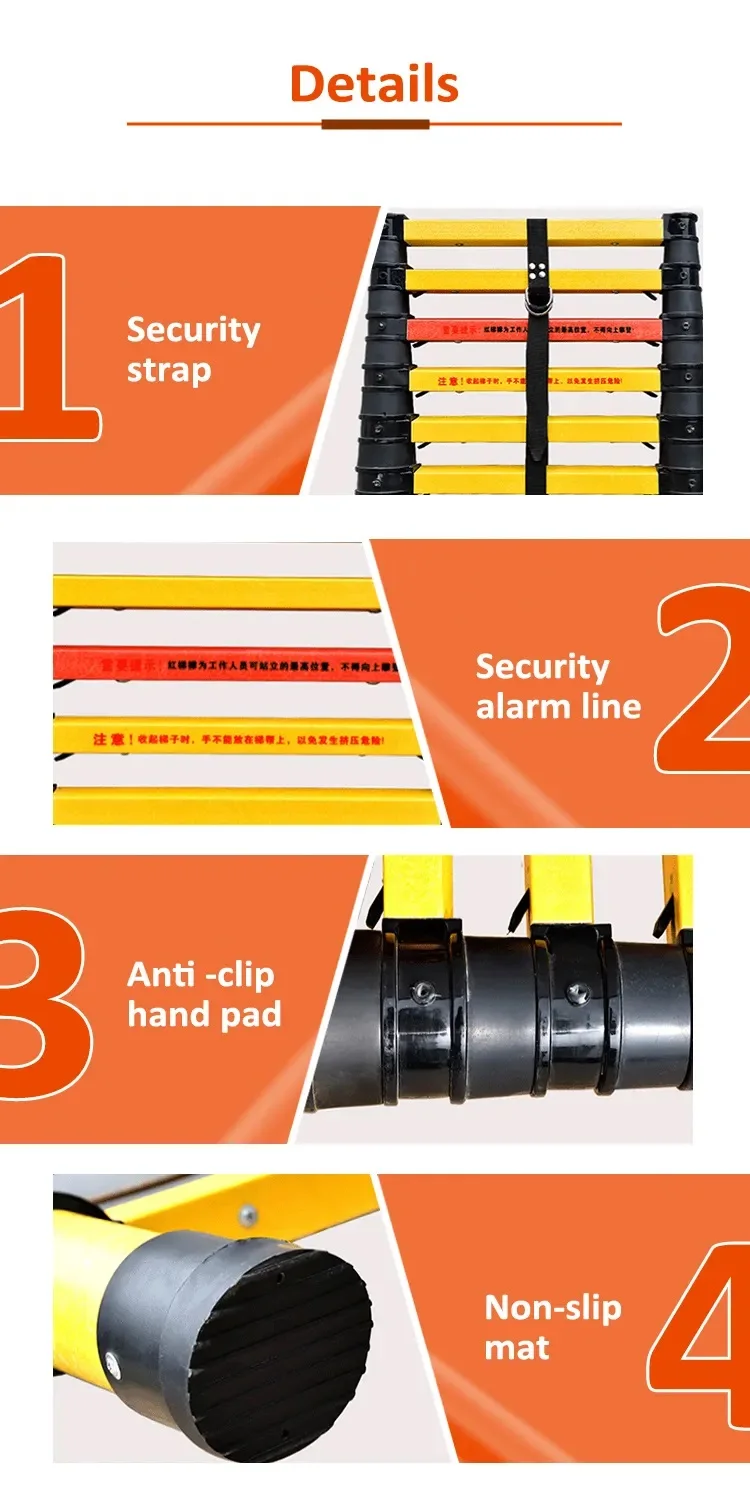 BTYGT Load 150KG 220KV FRP Epoxy Resin Telescopic Insulated Rod Ladder