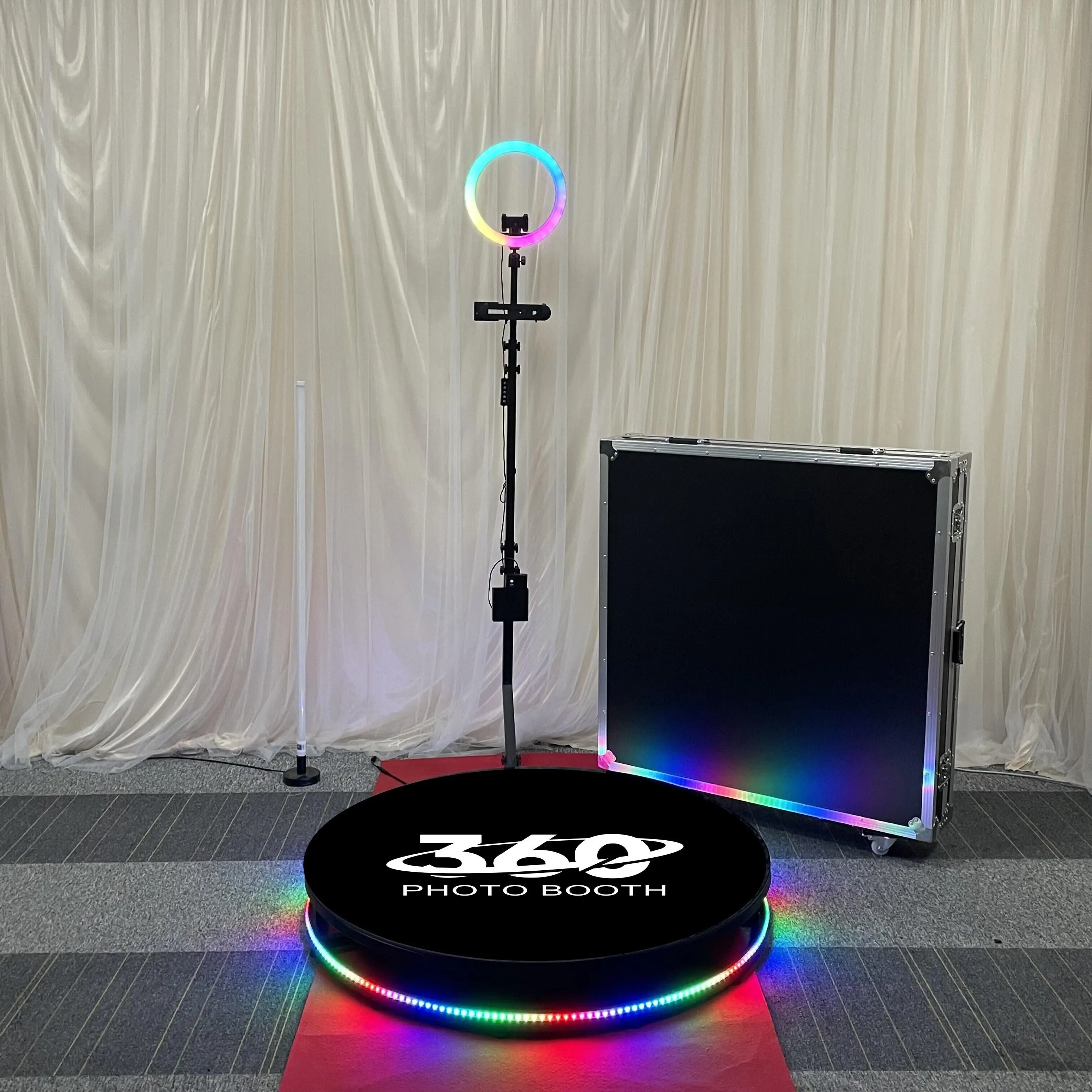 Newest 360 photo booth spin rental machine free customized logo photobooth 360 with square led hoop