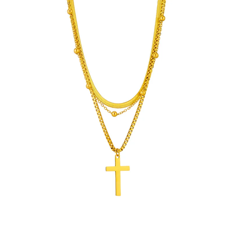 Fashion no tarnish cross necklace italian design jewelry 18k gold for women wholesale N2310072