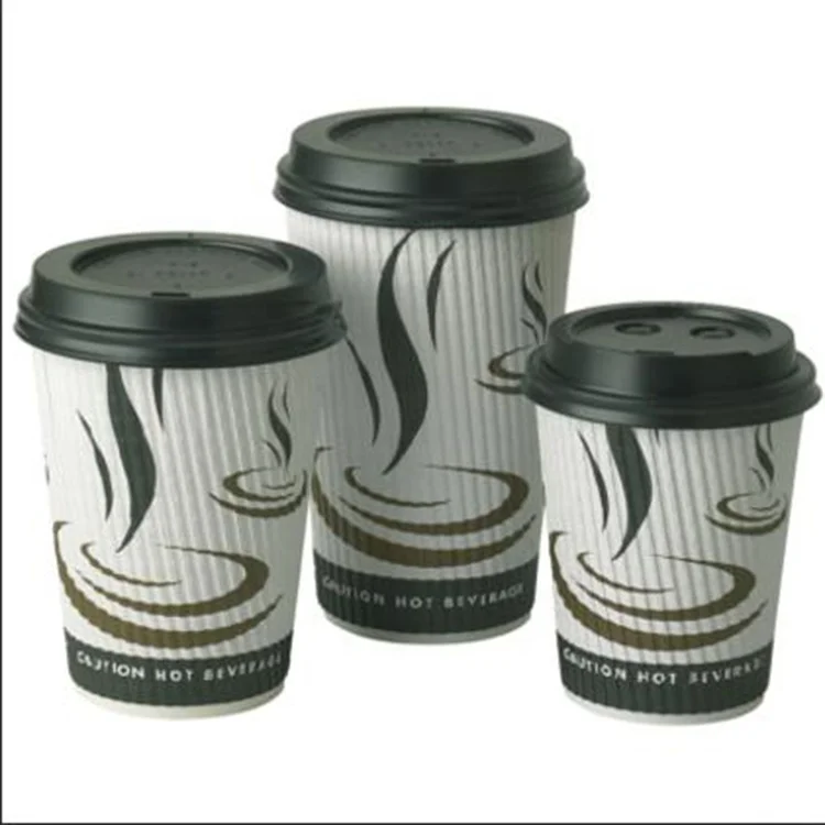 Disposable Tea Cups 8oz Hot Drink Coffee Disposable Ripple Paper Cup Grade Double Wall Coffee Paper Cup With Lids