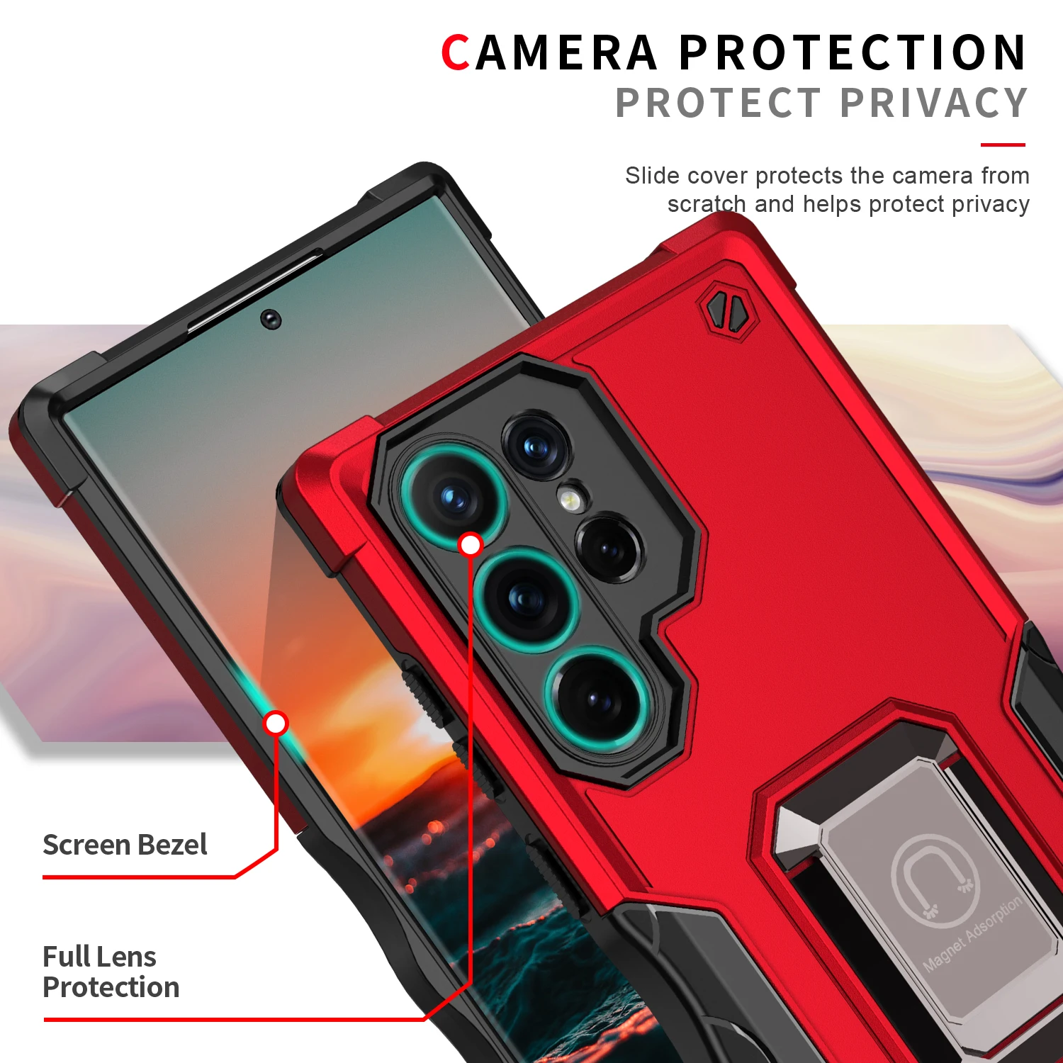 2022 New design Acrylic + TPU 3 in 1 Shockproof Mobile phone case With Metal support For Samsung Galaxy S22 Ultra 5G