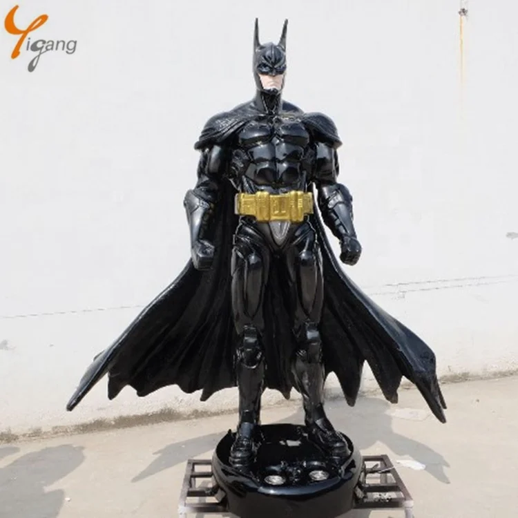 outdoor decoration life size movie superhero resin art cartoon figure fiberglass bat man statue sculpture for sale