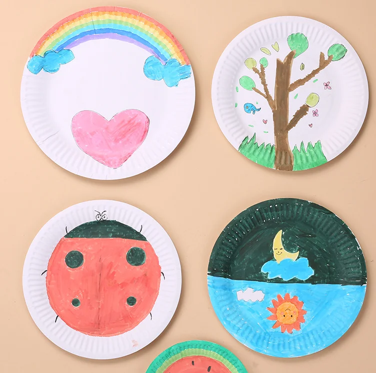 Free Sample High Quality Biodegradable Disposable Restaurant Plates 5 6 7 8 9 10 Inch Dishes Paper Plates