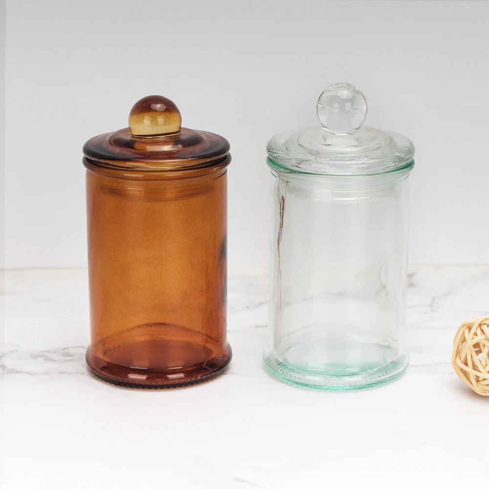 Classic 8oz Thick Glass Jars with Metal Lids Crystal Votive Candle Stick Holders Clear Round Candle Making Jars