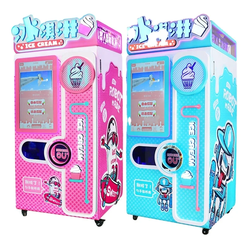 Sunmo  Hyper market Smart machine Fully automatic robot mobile self sevice machine soft ice cream vending machine