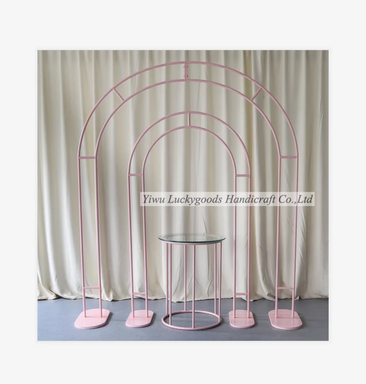 
lk20200828-1 Hot sale pink Wedding metal arch backdrop Instagram style popular decor design 