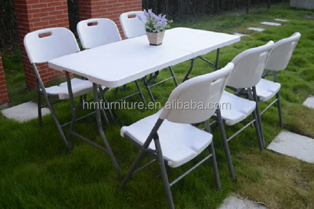 Portable Outdoor Garden Furniture  Bbq Camping Picnic Folding Table White Rectangular Plastic Kitchen