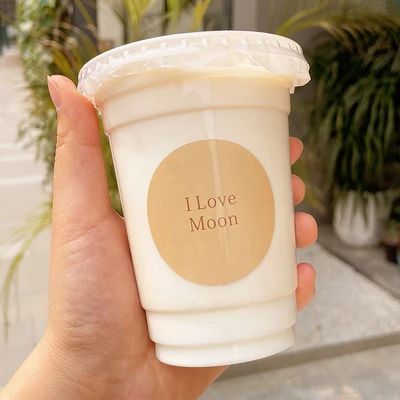 Custom Self Adhesive Printed Logo  Paper Coffee Sticker Labels For Plastic Cups