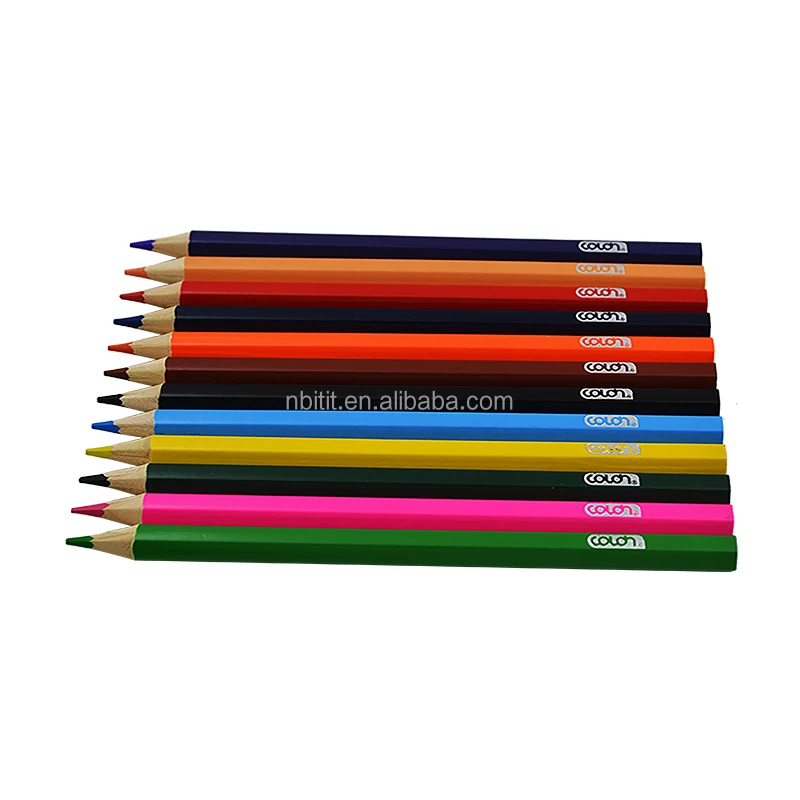 Hot sale non toxic 12pcs high quality cheap price promotion Jumbo triangle color pencil for kids and school