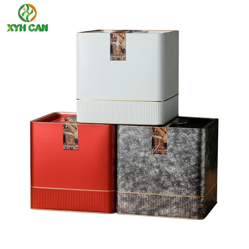 Custom Vintage 500g Square Metal Cans Tinplate Tea Can with Square Sealed Lid